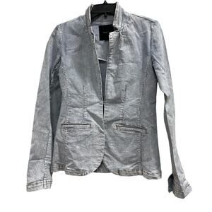 Skinny Girl Kaye White washed pinstripe denim blazer nautical coastal sz S